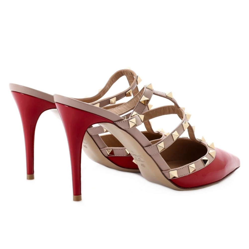 Valentino Garavani Women's Rockstud Heeled Mules Patent 95 Red - Picture 4 of 5